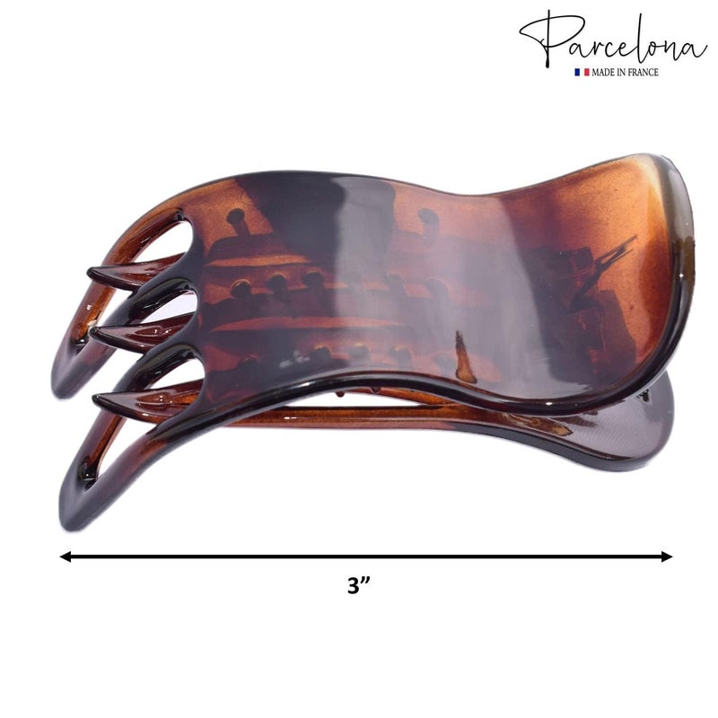 Parcelona French Simply Bear Paw Medium 3â€ Celluloid Non Slip Side Slide In Jaw Yoga for Fine Hair Fashion Durable Styling Women Hair Accessories Claw Clip for Girls, Made in France(Tortoise Shell) - Image 5
